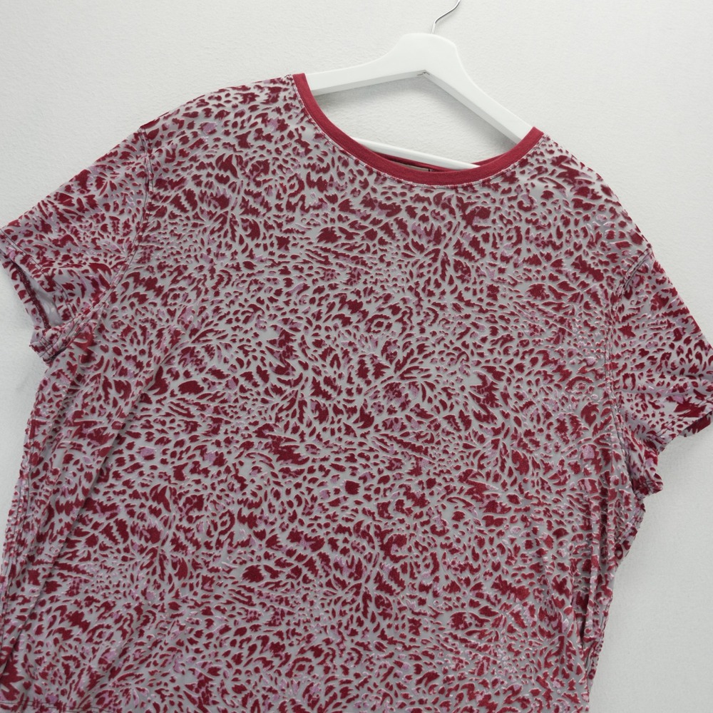 We The Free Red Berry Velvet Teddy Burnout Tee Short Sleeve Top Small